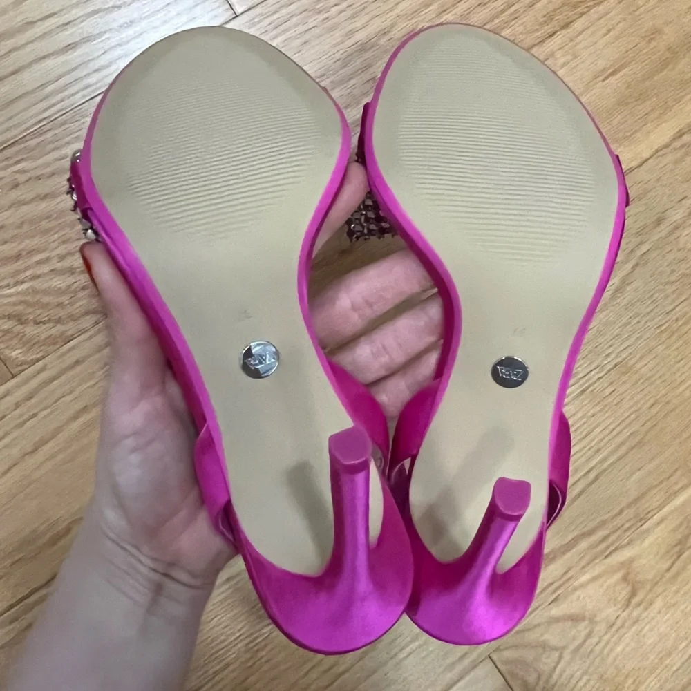 Zara Pink Rhinestone Bow Heels - Picture 8 of 12